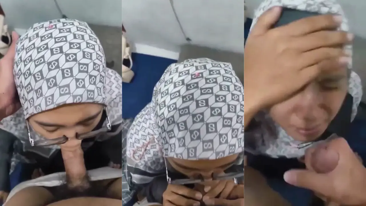 hijab mesum nyepongin pacar crotin di muka
