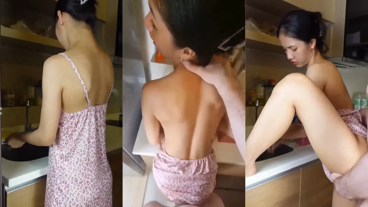 Istri lagi cuci piring kena embat dari belakang suami